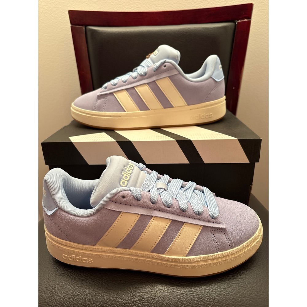 New Adidas Grand Court Alpha 00s Blue Suede Lace Up Sneakers  Women's 8.5